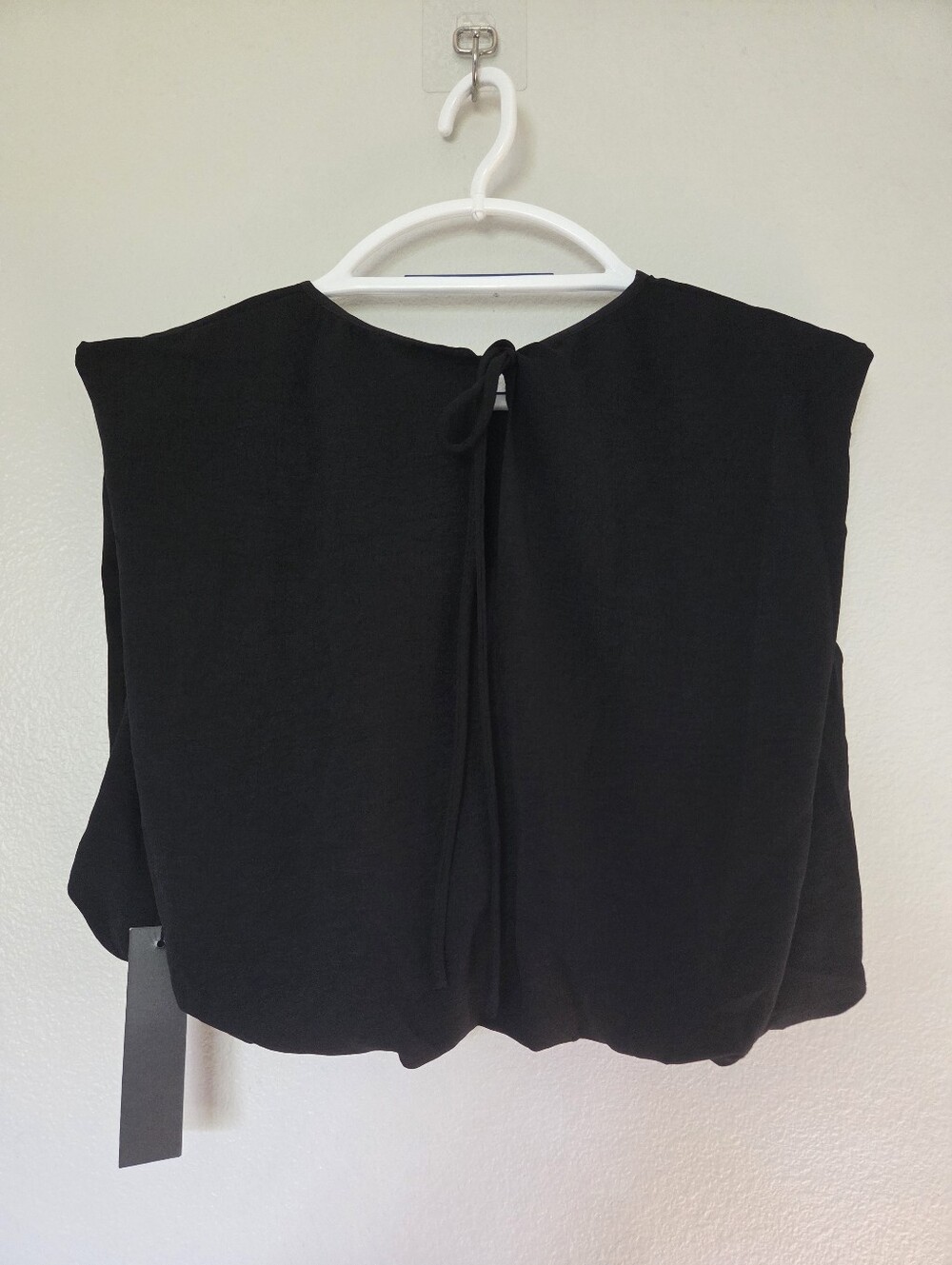 Emerson Lang Blouse Womens Black Bubble Hem Keyhole Tie Back Sleeveless